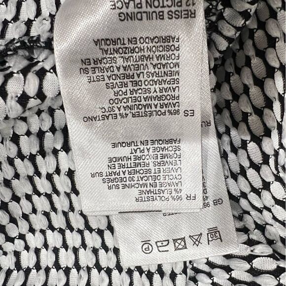 Reiss White & Black Long Sleeve Honeycomb Print Casual Top Women’s XS - Picture 3 of 4